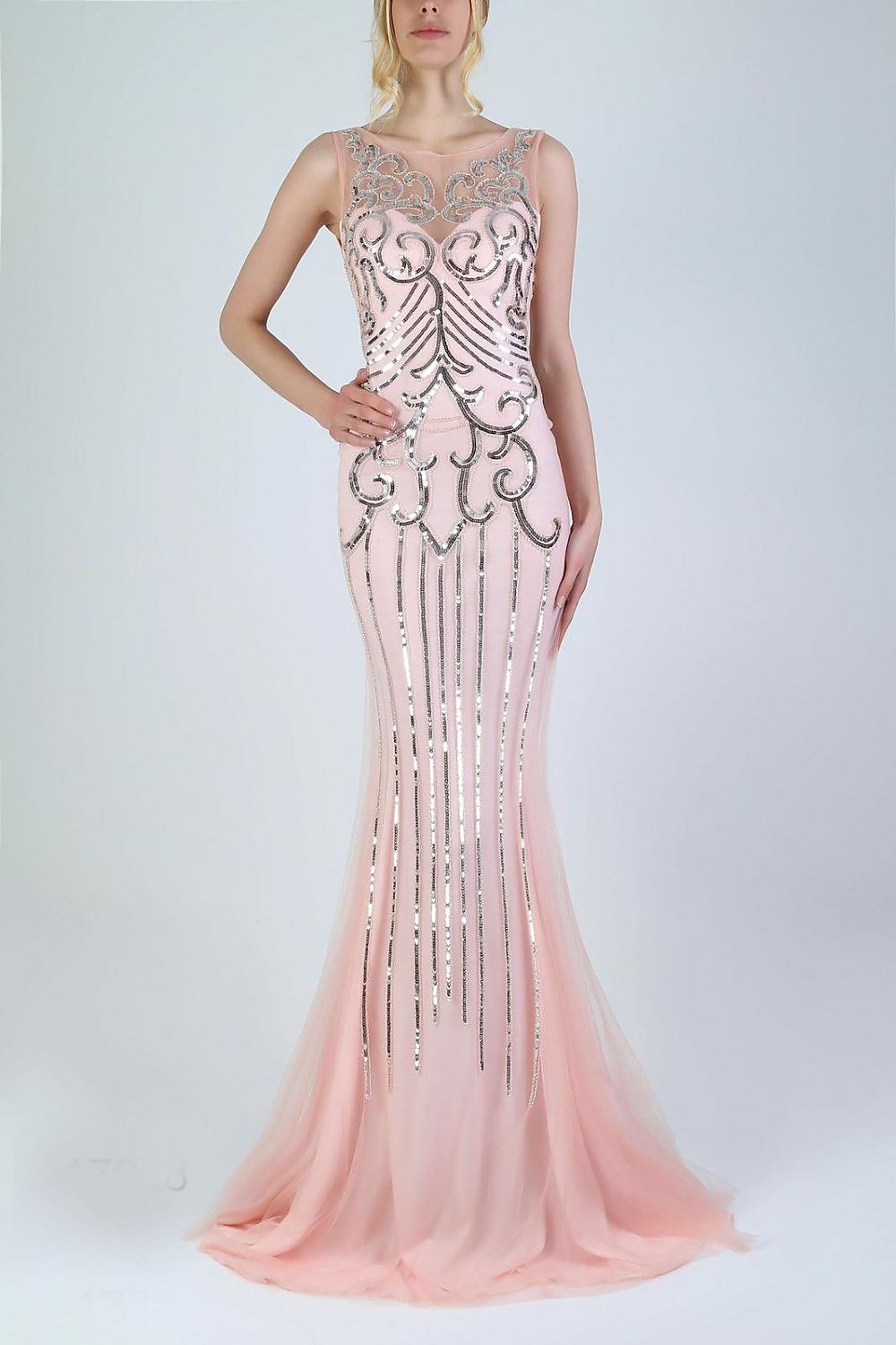 light pink and silver dress