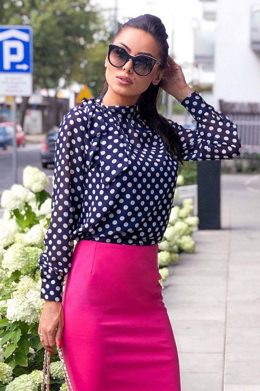 Navy Blue Polka Dot Blouse