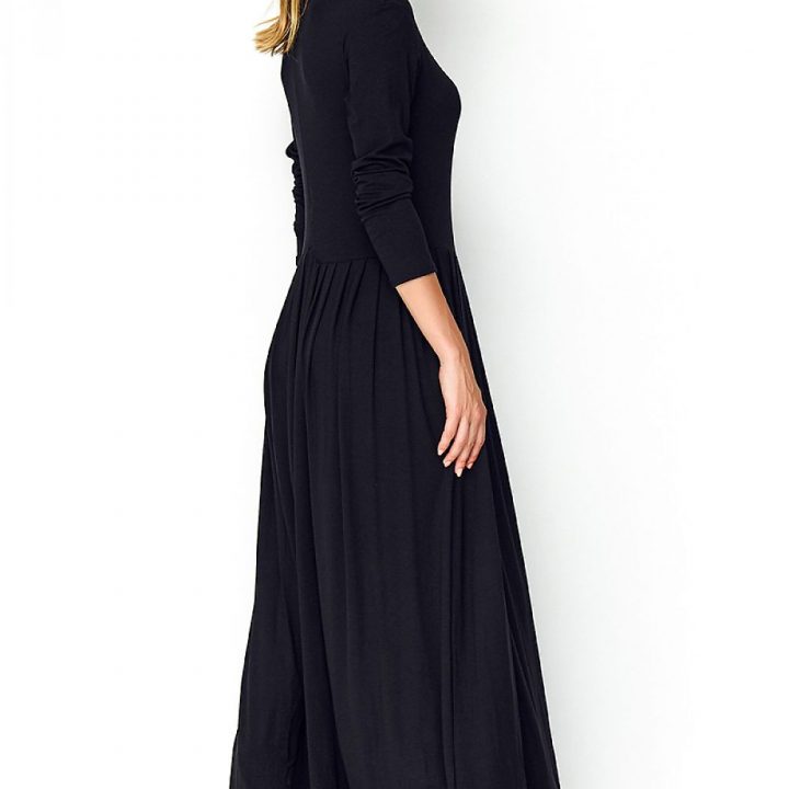 high neck black maxi