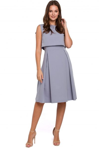 Dove Grey Open Back Overlay Dress - Various Colours