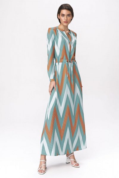 Zig-Zag Belted Dress