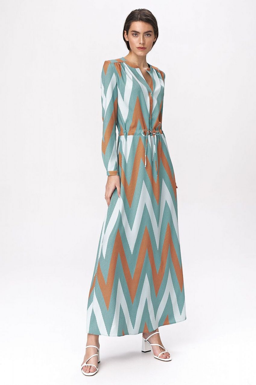 Zig-Zag Belted Dress