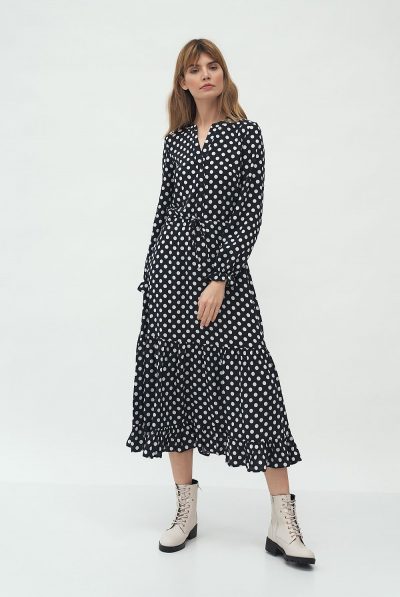 Nira Polka Dot  Chiffon Dress