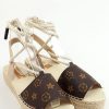 Brown Leather Tie-Up Sandals - Image 2