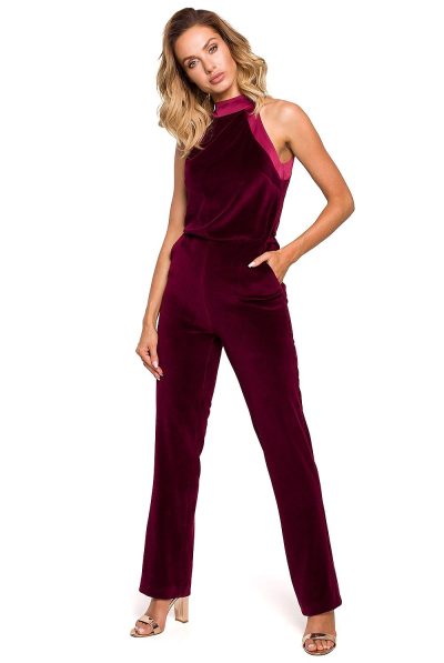 Velvet Halter- Neck Jumpsuit -Various Colours