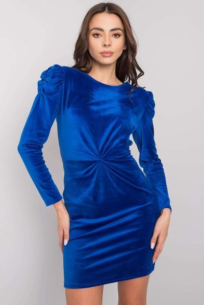 Crushed Blue Velvet Dress
