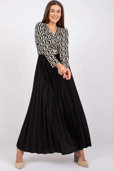 Monochrome Pleated Dress