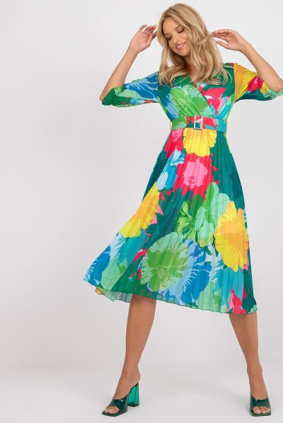 Luna Pleated Belted Dress - Various Colours