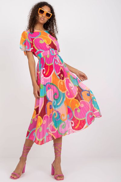 Italy Moda Print Pleat Dress - Various Colours