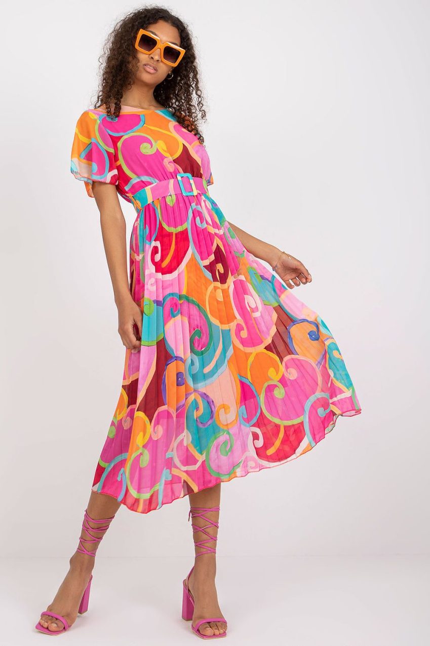 Italy Moda Print Pleat Dress - Various Colours