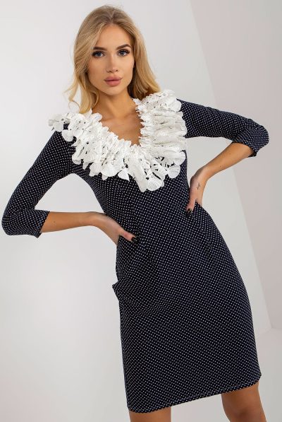 Laketra Frill Collar Polka Dress