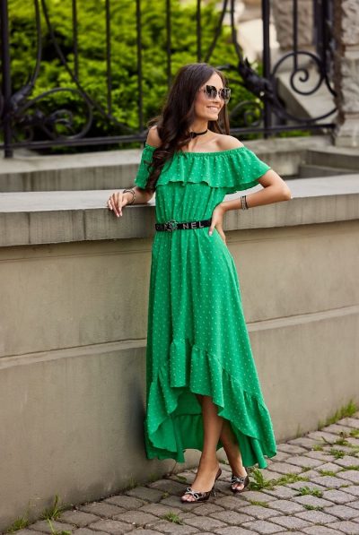 Roco Green Maxi Asymmetrical Dress