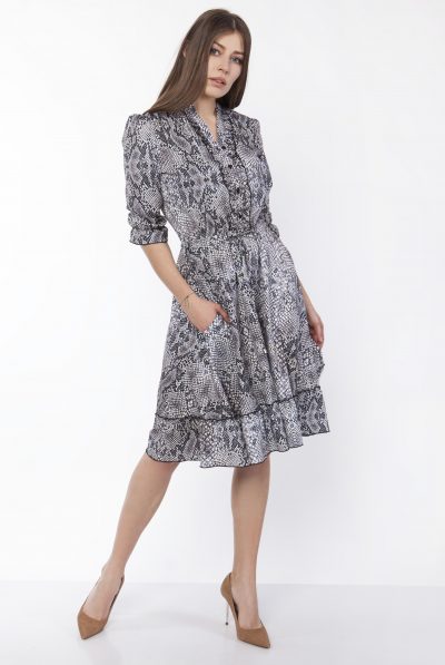 Snake Print Ruffle Dress