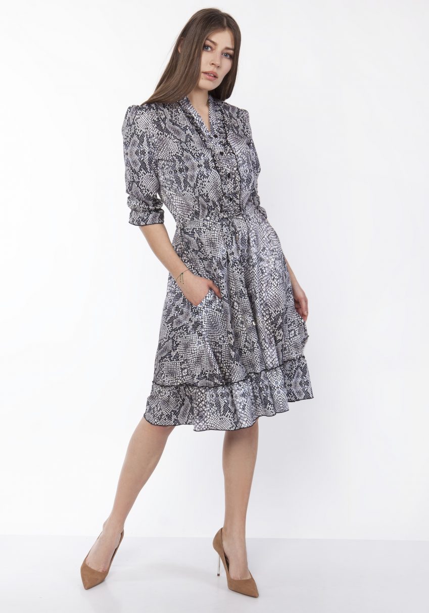 Snake Print Ruffle Dress