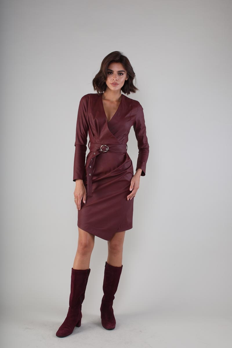 Eco Leather Belted Dress – Various Colours
