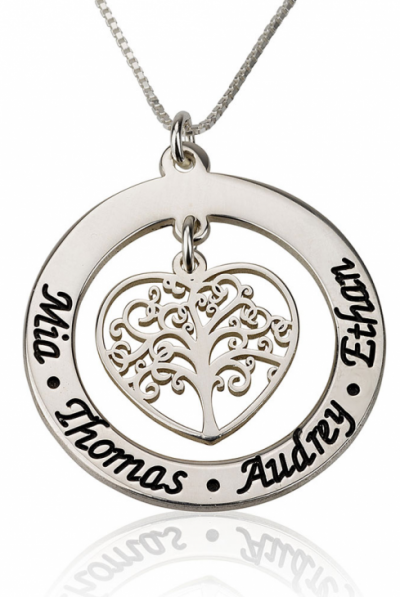 Personalised Heart Family Tree Necklace