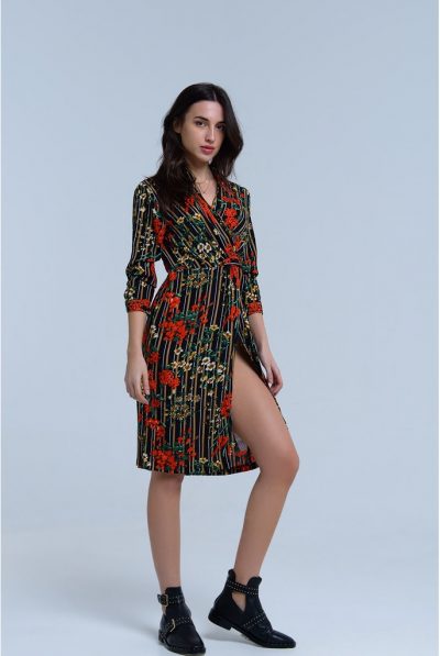 Floral Midi Wrap Dress