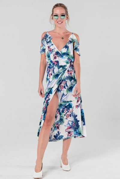 Floral Flowing Wrap Dress