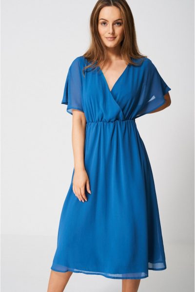 Teal Blue Chiffon Embellished Dress