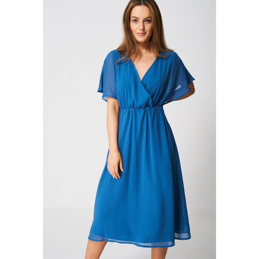 Teal Blue Chiffon Embellished Dress