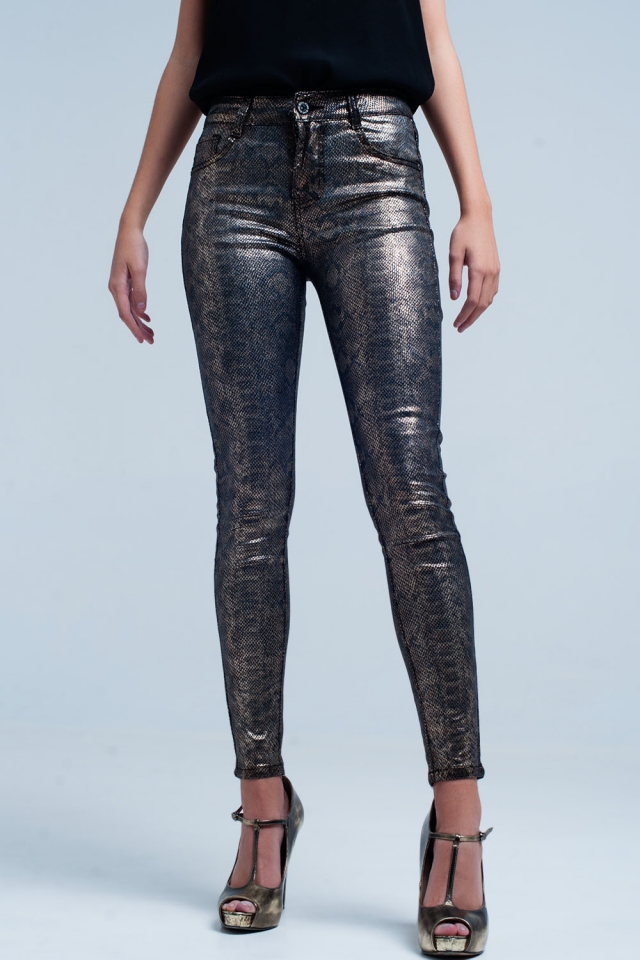 Snake Faux Leather Trousers  Warehouse