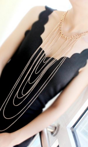 Gold Multilayer Chain Tassel Necklace