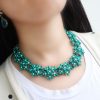 Green Diamond Flowers Necklace - Image 2