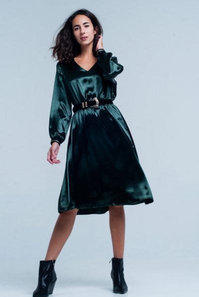 Green Satin Dress