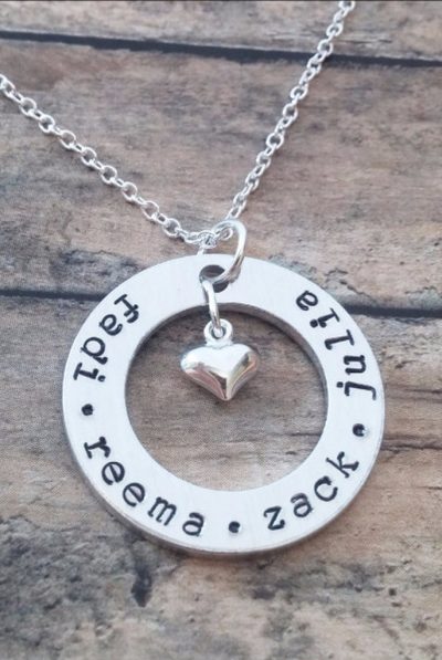 Personalised Necklace with Kids Names with heart