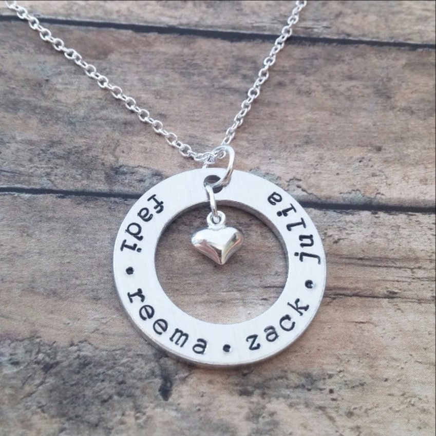 Personalised Necklace with Kids Names with heart