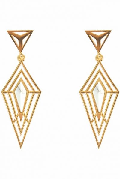 Howlite Statement Gold Earrings