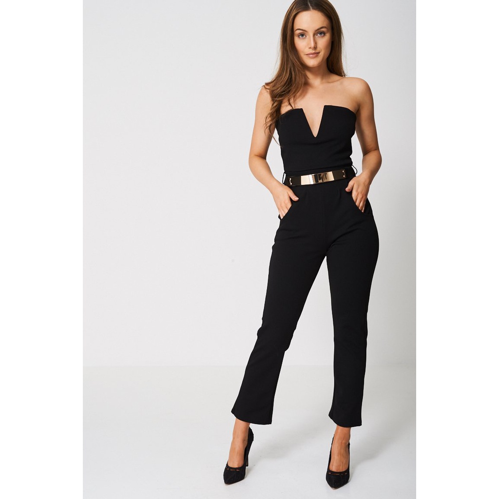 Black Gold Belted Jumpsuit