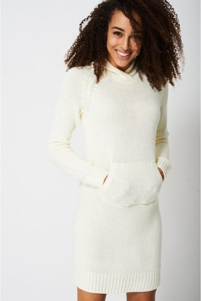 Cream Kangaroo Pocket Jumper Dress