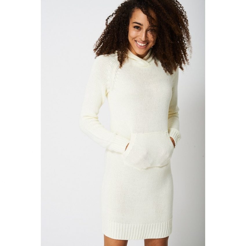 Cream Kangaroo Pocket Jumper Dress