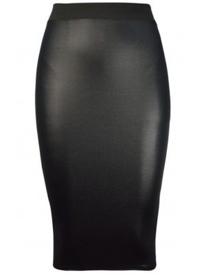 Leatherette Midi Skirt