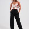 Lace Trim Satin Cami Top - Image 2