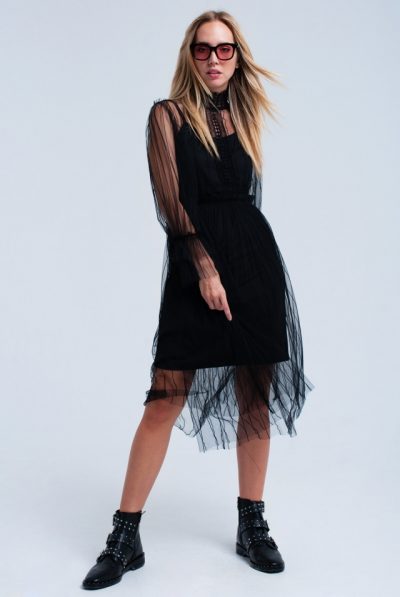 Layered Black Tulle Dress