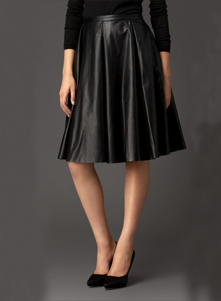 Lucy Paris A-line Leather Skirt
