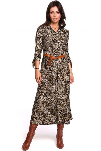Leopard Print Belted Dress