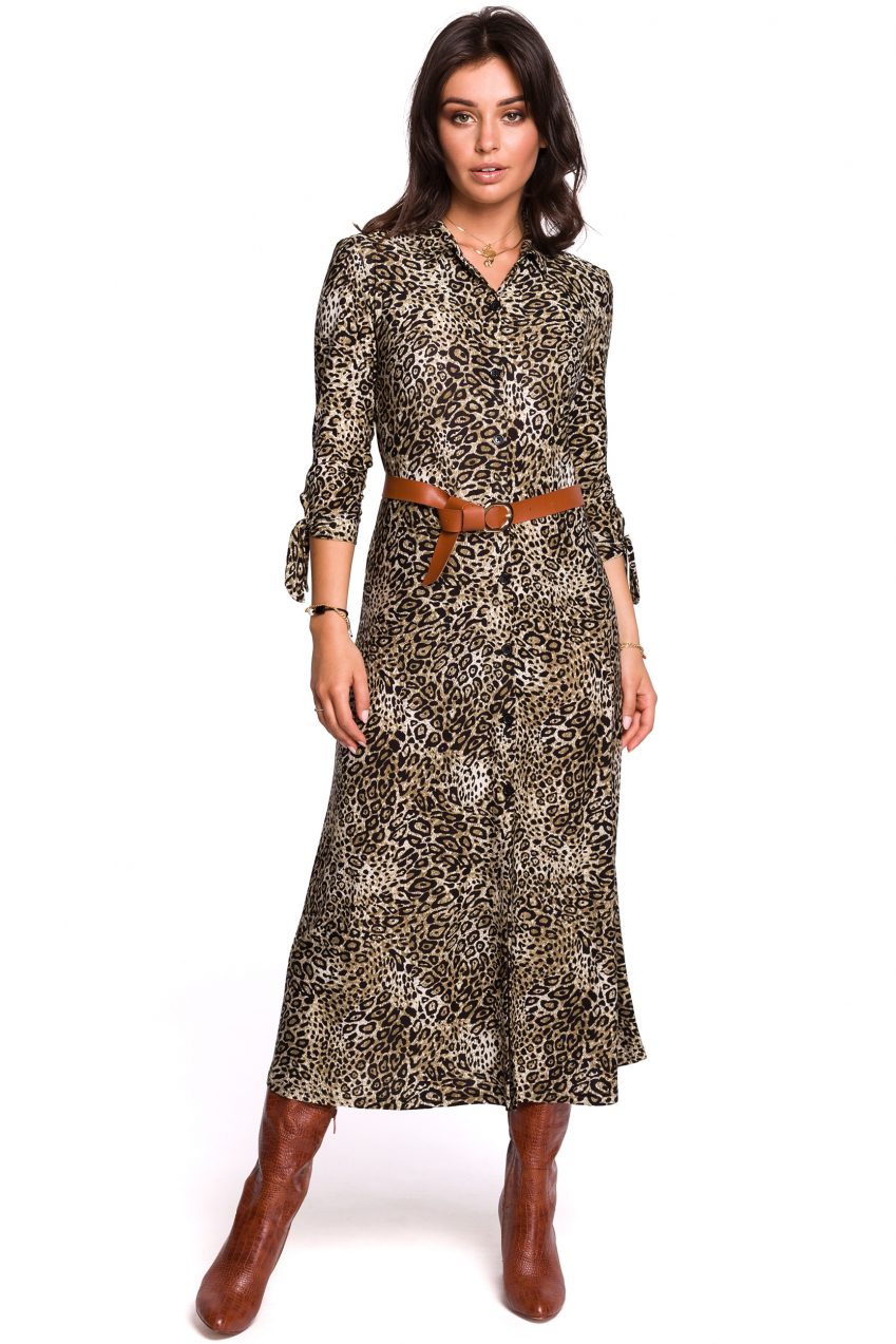Leopard Print Belted Dress