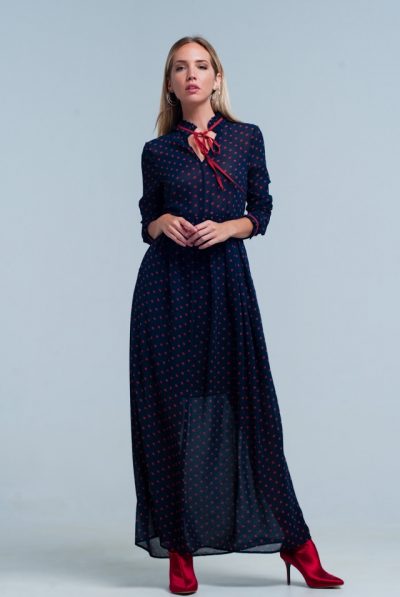 Polka Dot Maxi Chiffon Dress