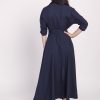 Navy Blue Maxi Shirt Dress - Image 2