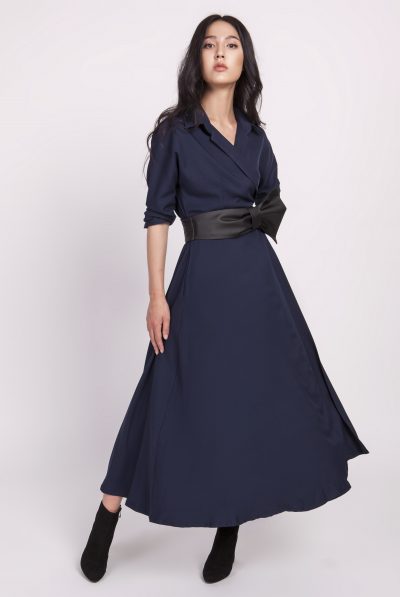 Navy Blue Maxi Shirt Dress