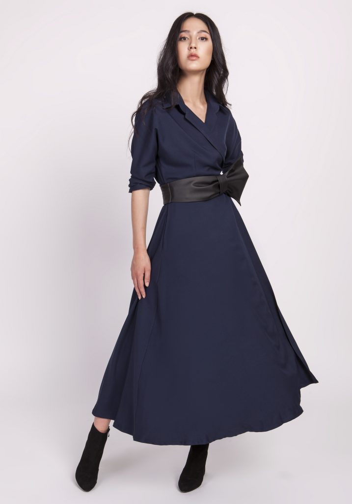 Navy Blue Maxi Shirt Dress
