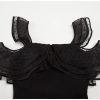 Black Brocade Polka Mesh Dress - Image 2