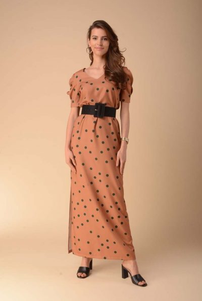 Mocha Polka Maxi Dress