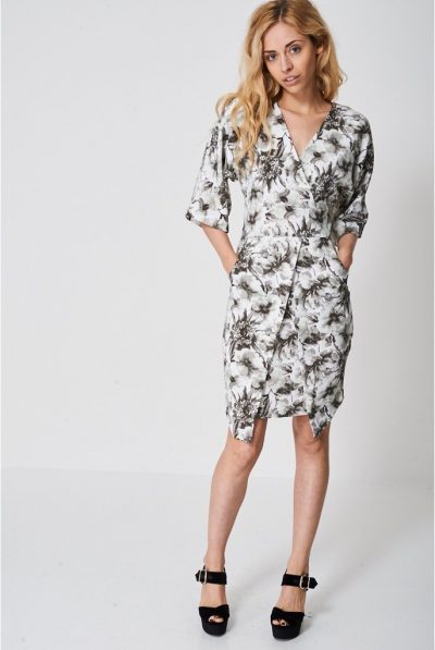 Print Floral Wrap Dress