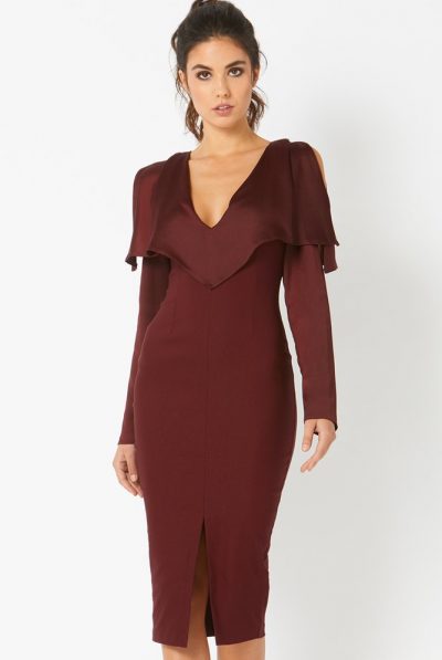 Vesper Mulberry V-Neck Midi Dress