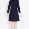 Navy Bateau Sleeves Dress - Image 2