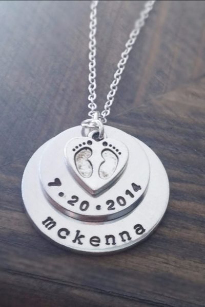 New Baby Necklace with Name and Date